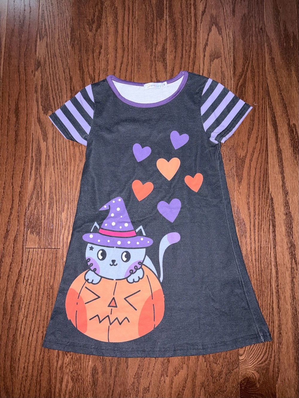 Black Halloween Cat Pumpkin Dress Sz 6